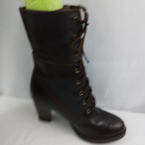 Timberland Earthkeepers Lace Up Boots Brown Leather High Heel Women's Size 8 - Picture 9 of 15